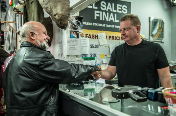  From left to right: Client and Jeff Schwarz, host of The Liquidator, a newly acquired series by Blue Ant International from Anaid Productions. Blue Ant International will be located at booth R8.D7 at MIPCOM 2016.
